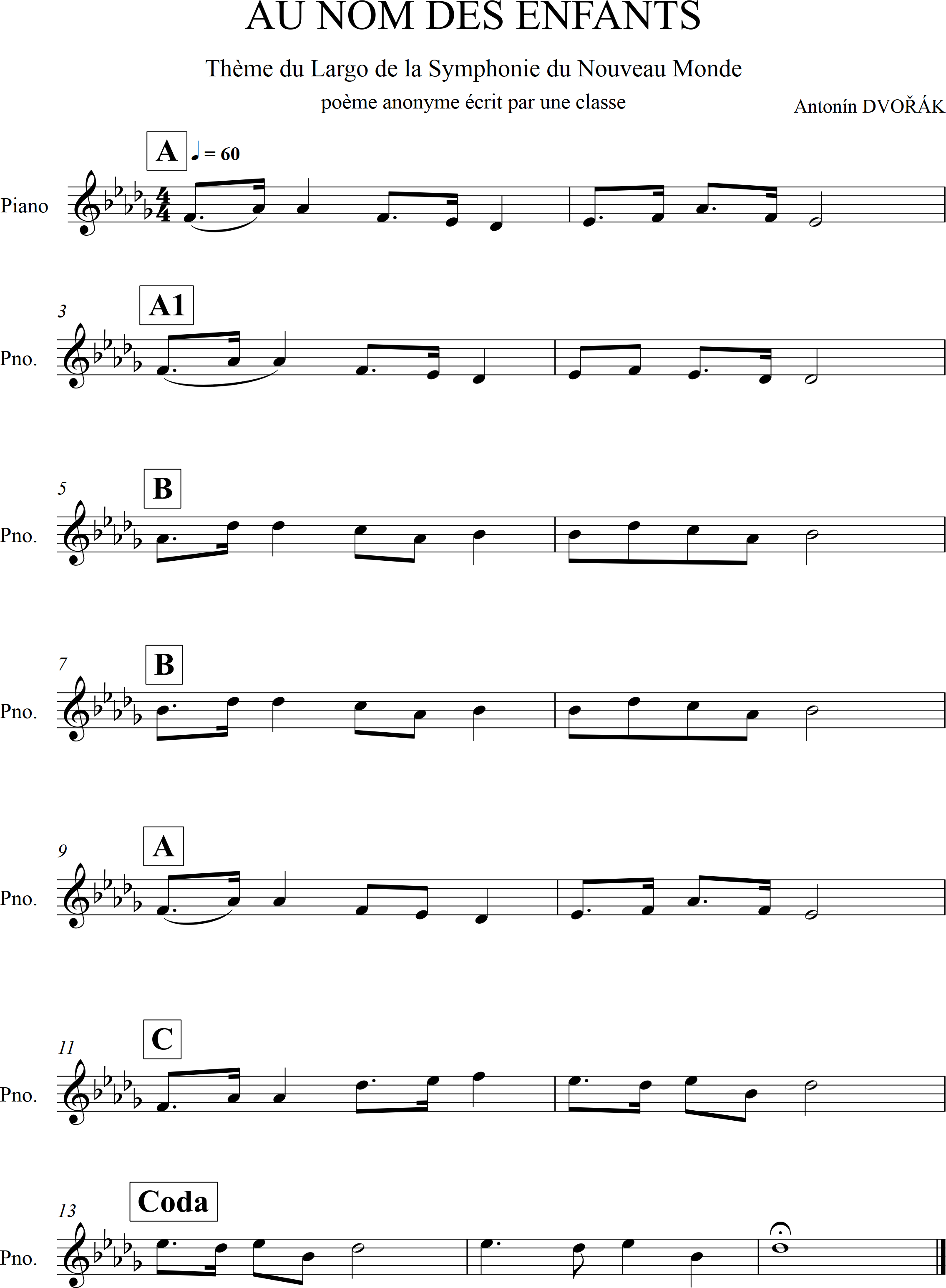 Thème du Largo de Dvořák
